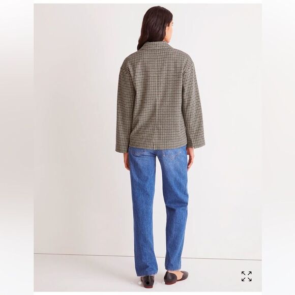 Madewell Oversized Knit Blazer Houndstooth. NWT. Size L. - Picture 2 of 13
